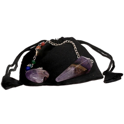 Pendolo in Ametista con catenina dei Chakra Pietra preziosa thumb