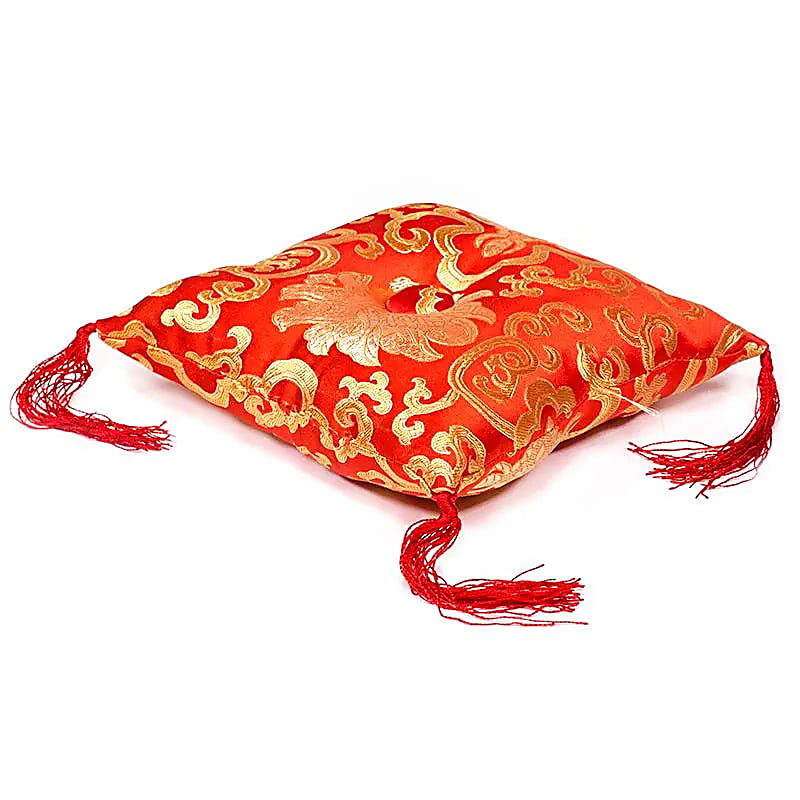 Klankschaalkussen rood met bloemmotief