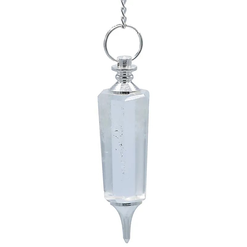 Pendule cristal roche facetté et métal