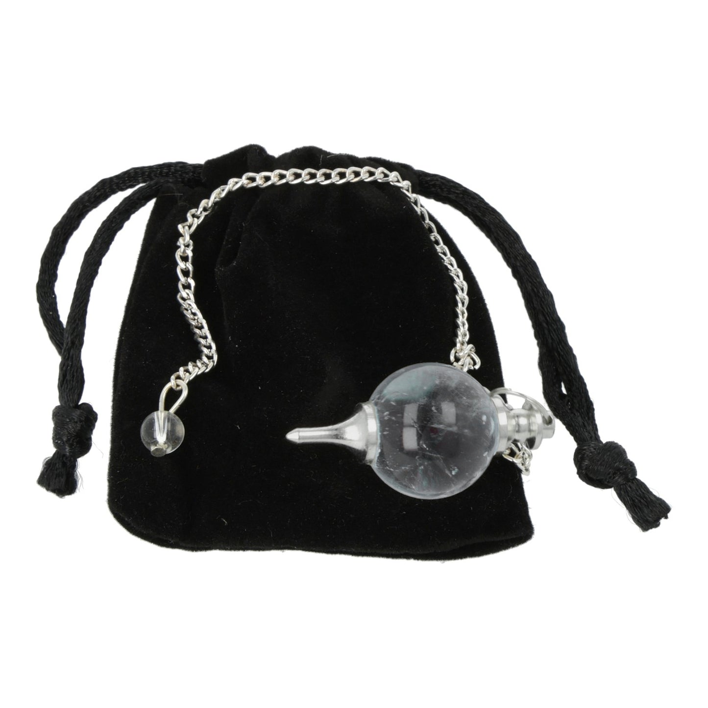 Pendulum Rock crystal spherical in metal