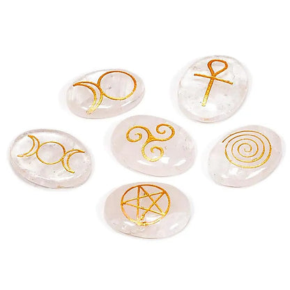 Wicca Symbolsteine Bergkristall SET von 6 Stück thumb