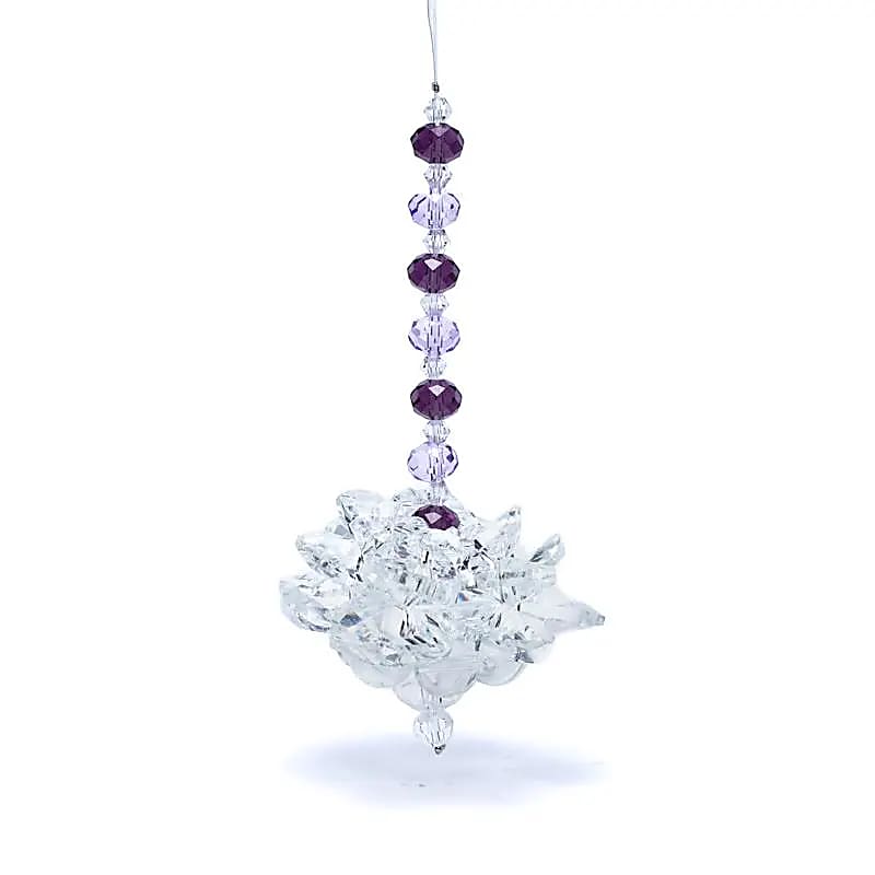 Feng Shui kristallen lotus met paarse ketting
