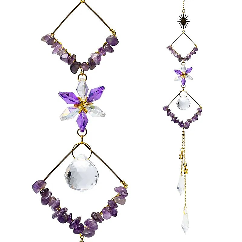 Sonnenfänger mit Amethyststeinen und Rhomben