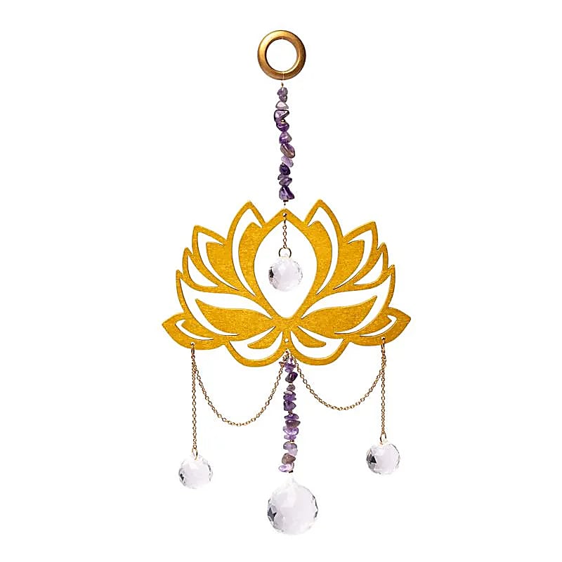 Sonnenfänger mit Lotos, Amethyst und Kristallkugeln