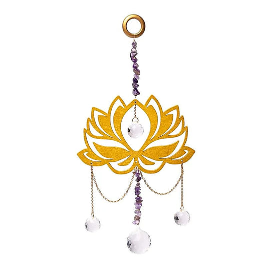 Attrape-soleil avec lotus, améthyste et sphères de cristal