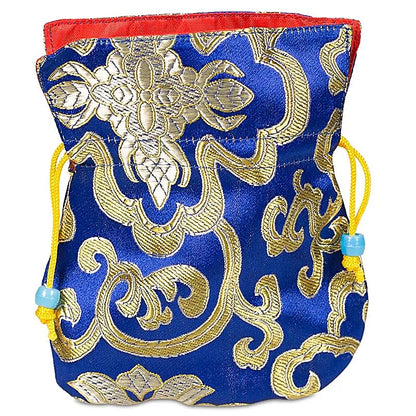 Brokat Beutel blau mit rotem Futterstoff thumb