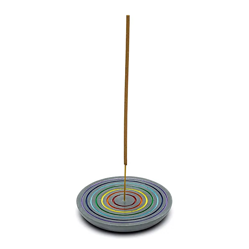 Incense stick burner rainbow soapstone black
