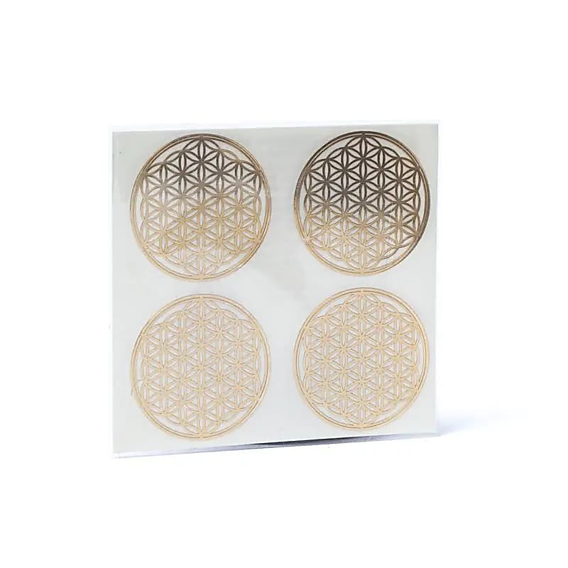 Adhesivo metálico Flor de la Vida, color oro 4pz