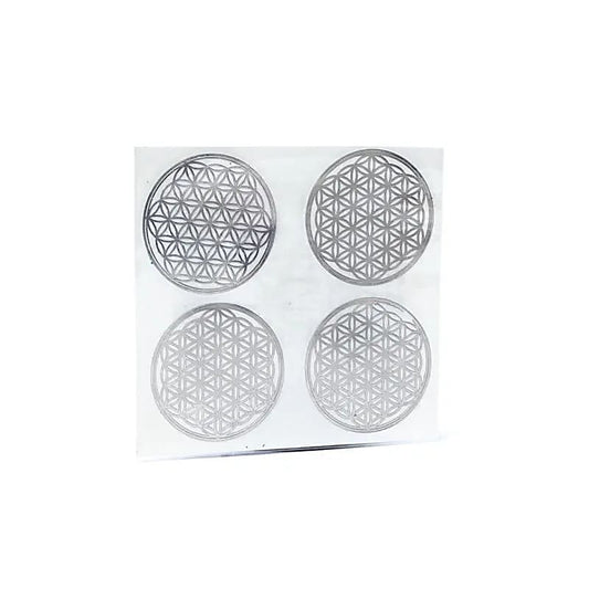 Metal Flower of Life sticker silver 4x