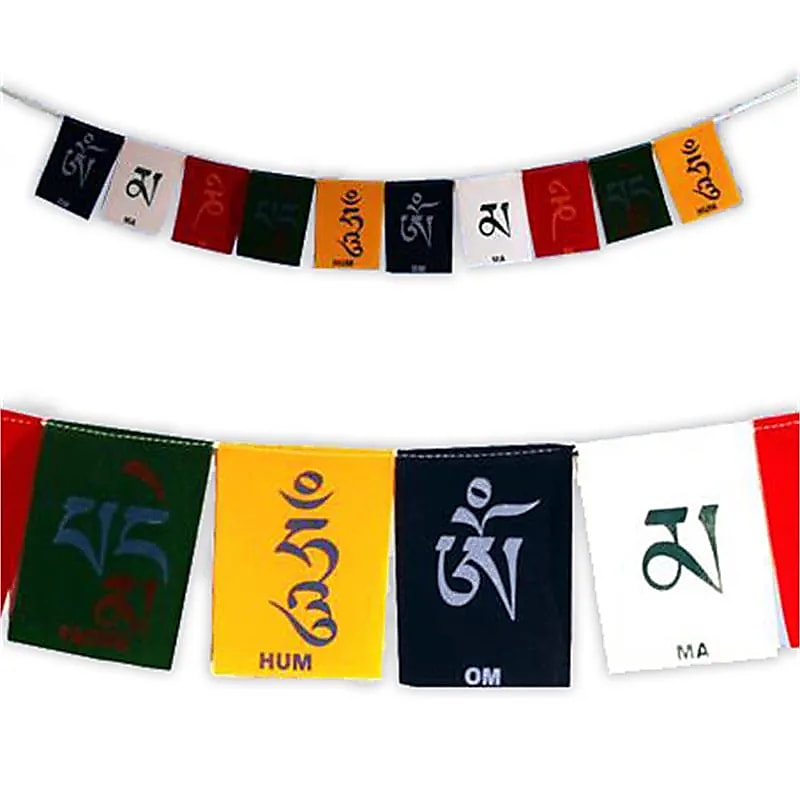 10 Drapeaux prière tibétains OMPMH velours luxe