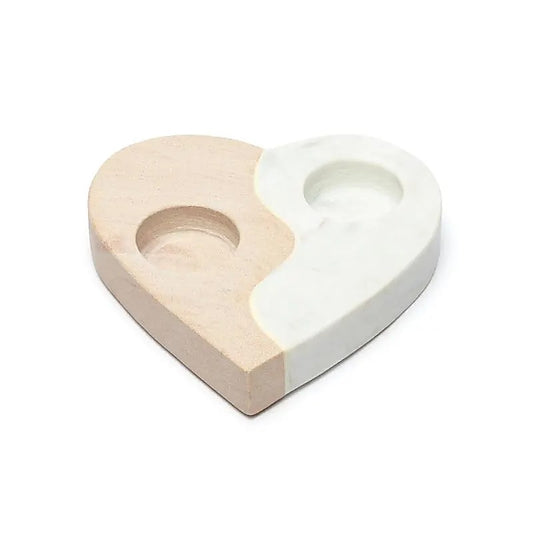 Pink sandstone & marble candleholder heart