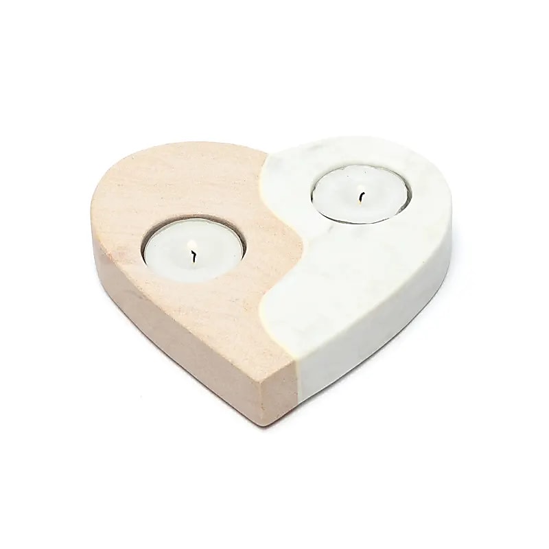 Pink sandstone &amp; marble candleholder heart wholesale