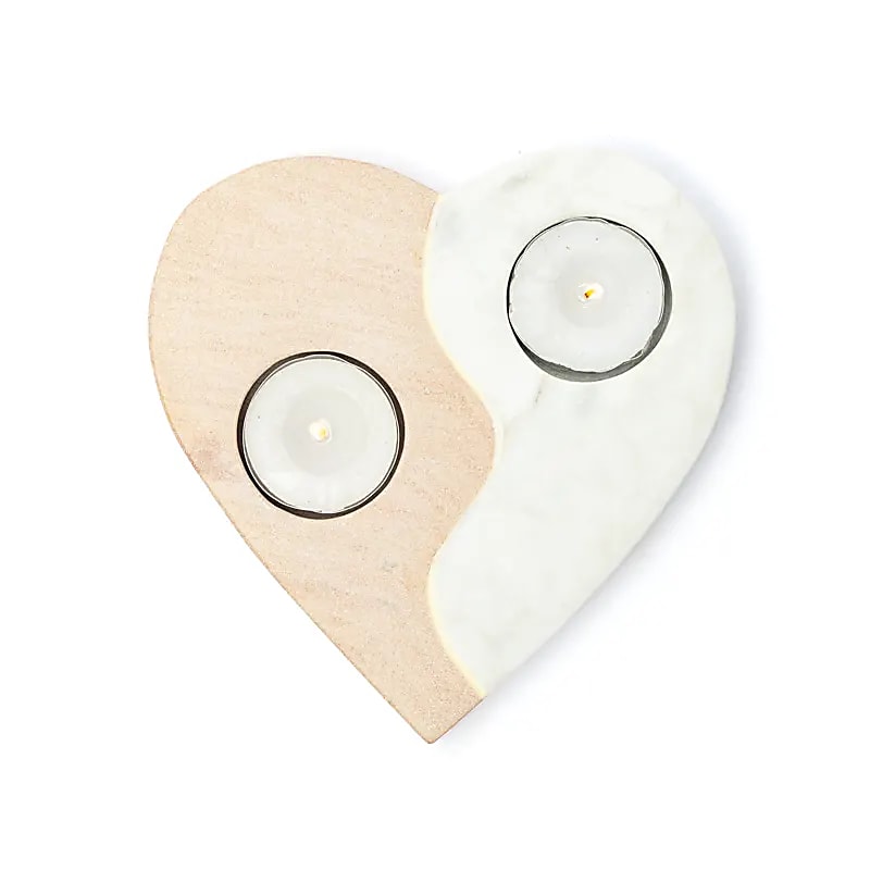Buy Pink sandstone &amp; marble candleholder heart