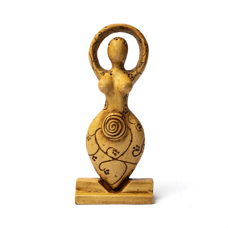 Goddess statue copper coloured