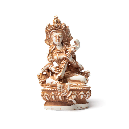 Estatua Saraswati color marfil