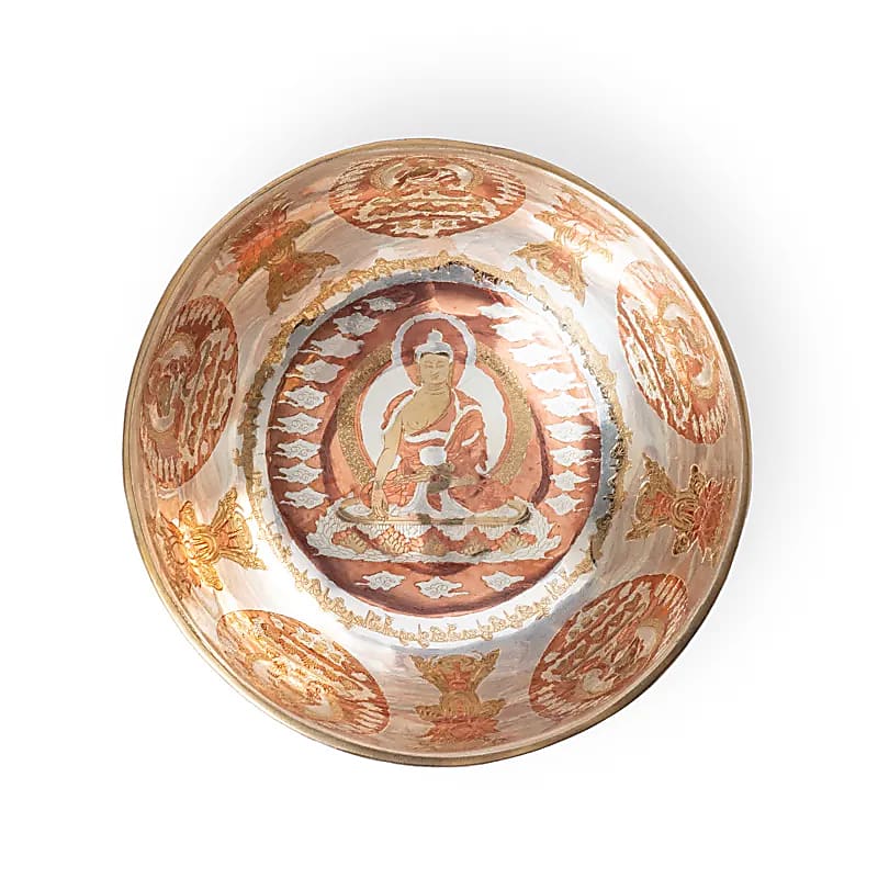 Bol chantant plaqué argent Bouddha Shakyamuni de gros