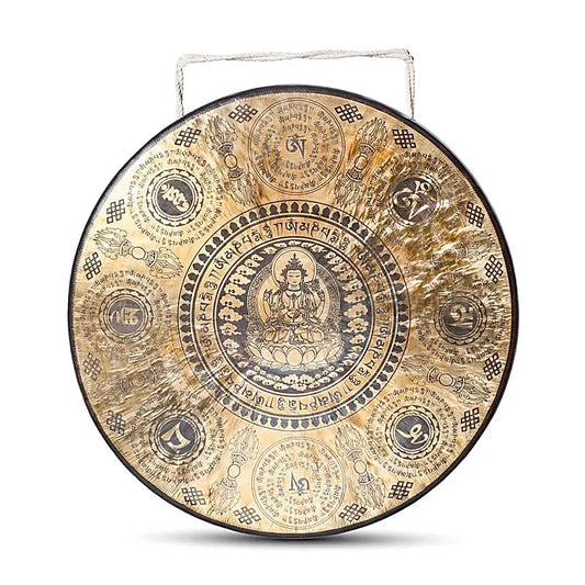 Nepalese gong Chenrezig engraved