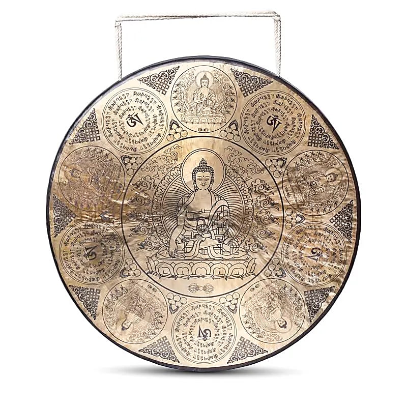 Gong nepalí grabado Buda Shakyamuni
