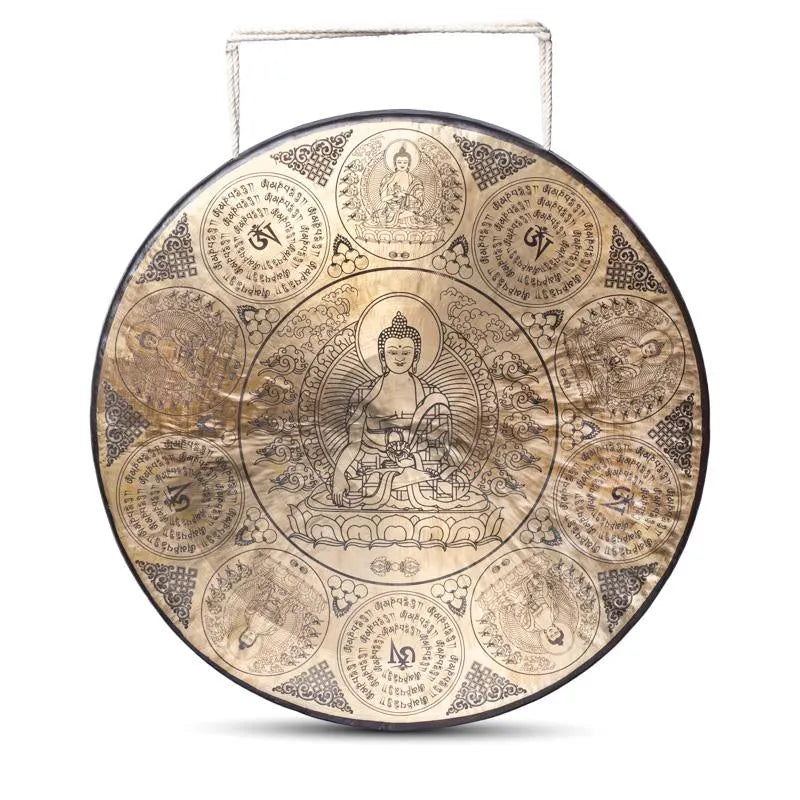 Gong nepalí grabado Buda Shakyamuni