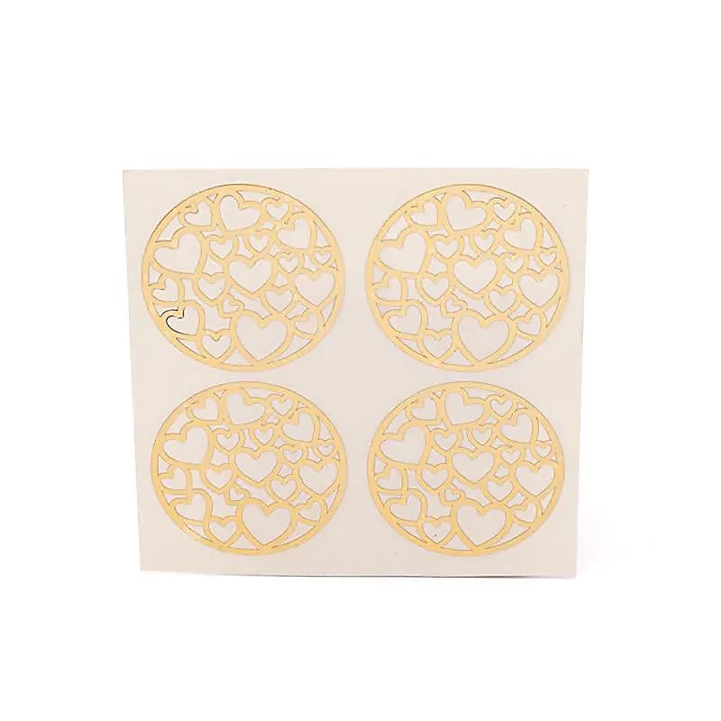 Autocollants métalliques Cœurs dorés, 4 x 4 cm
