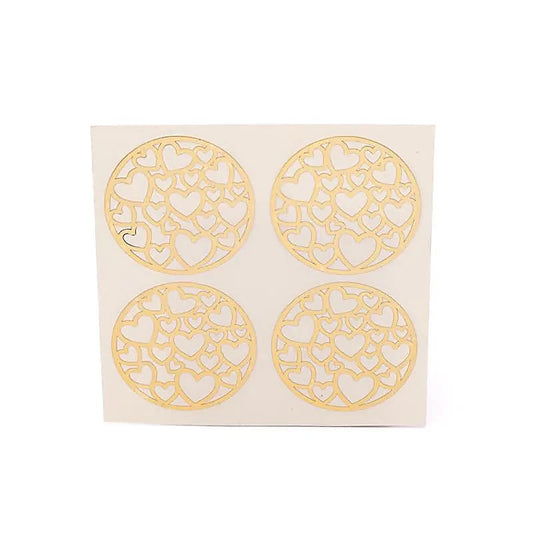 Metalen sticker Hartjes goud 4x