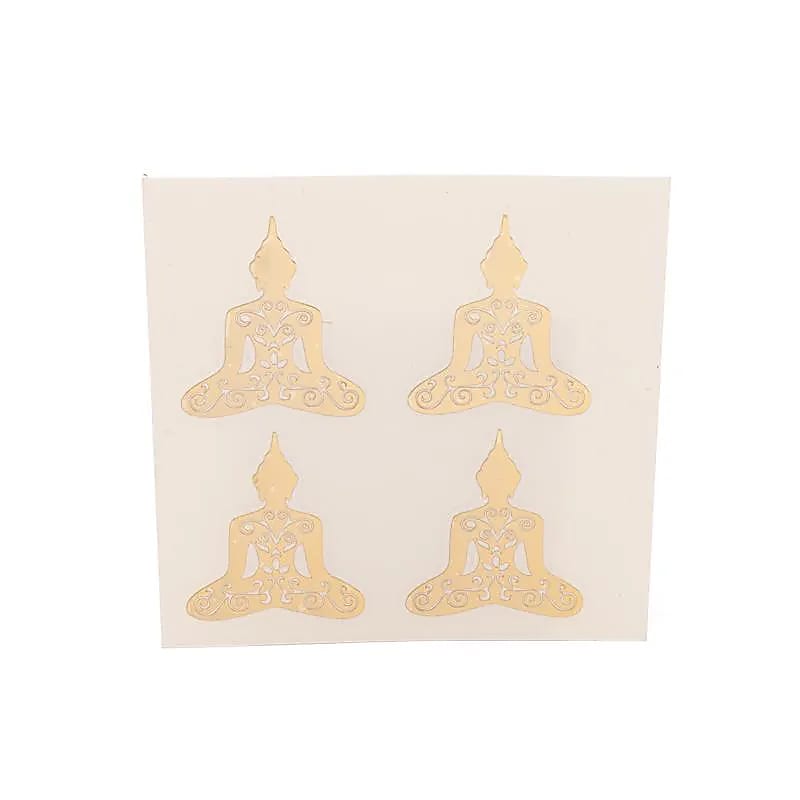 Autocollants en métal Bouddha dorés, 4x