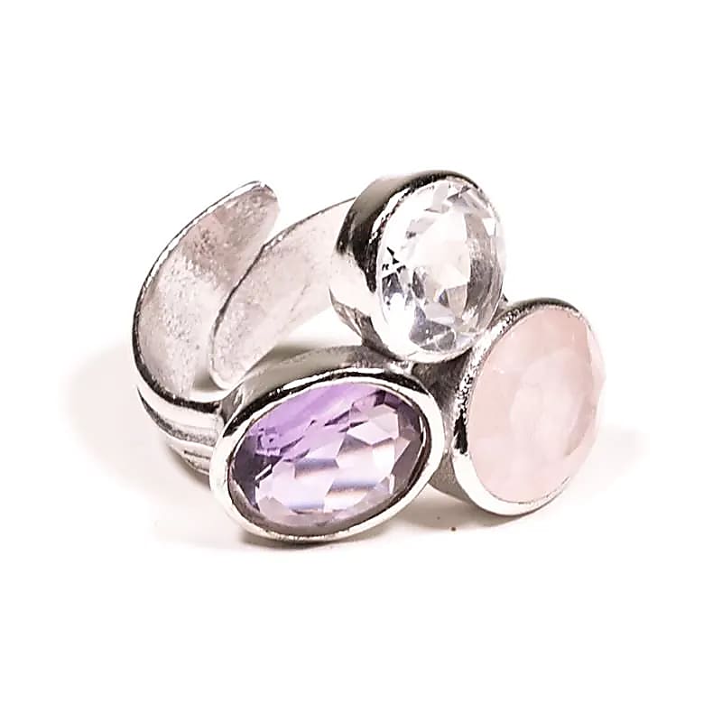 Bague réglable minéraux Triangle d'or