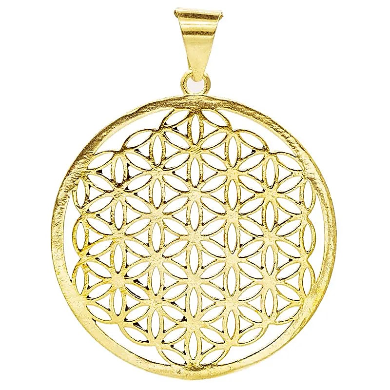 Fleur de la vie pendentif laiton collier doré