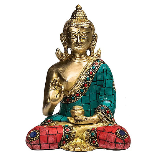 Statua Buddha insegnamento color oro e resina