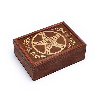 Boite à tarots en bois Pentagramme thumb