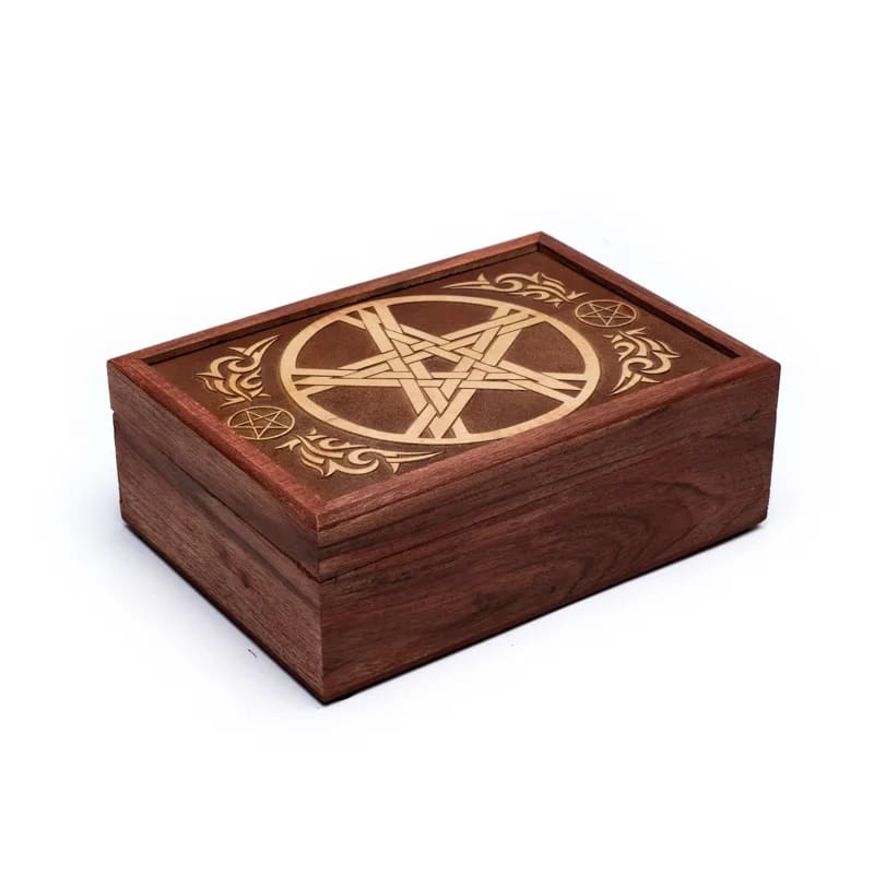 Boite à tarots en bois Pentagramme
