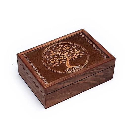 Caja de Tarot de madera con Árbol de la vida