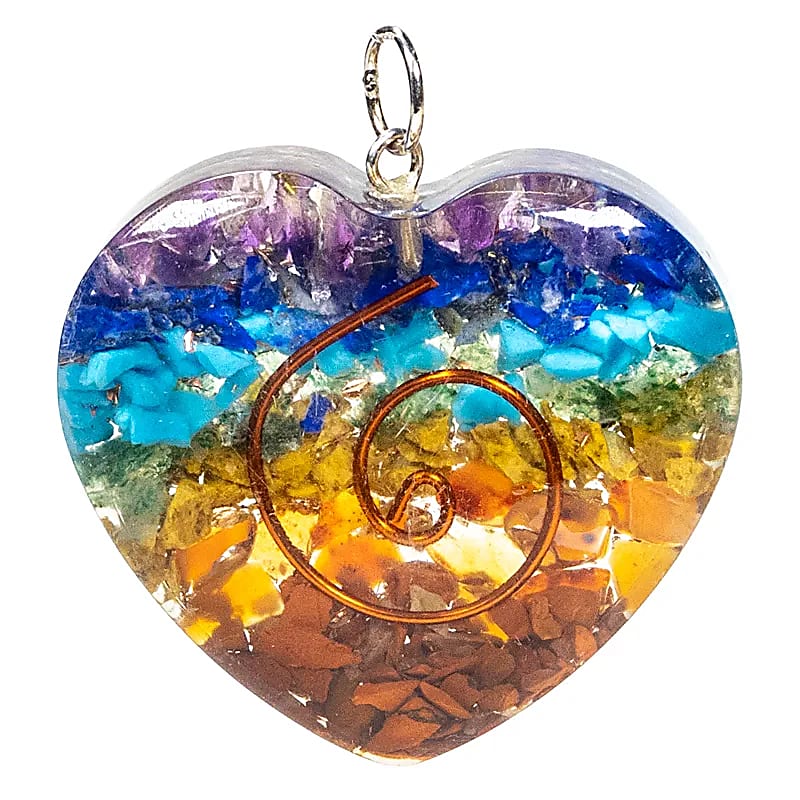 Orgonite heart pendant multicoloured