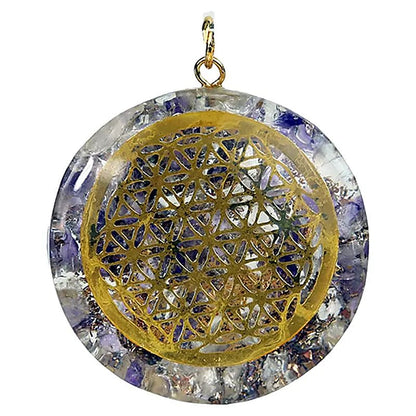 Orgonit Anhänger Blume des Lebens Amethyst&Bergkristall thumb