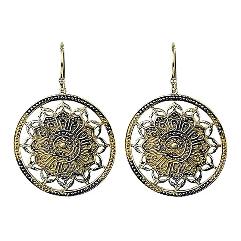 Orecchini Mandala/Loto in bronzo dorato