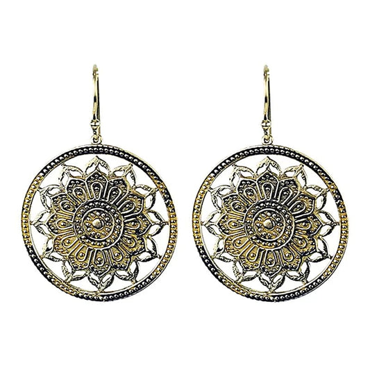 Orecchini Mandala/Loto in bronzo dorato