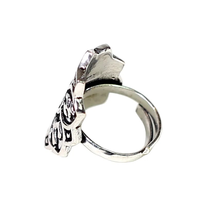 Anneau lotus laiton couleur argent de gros