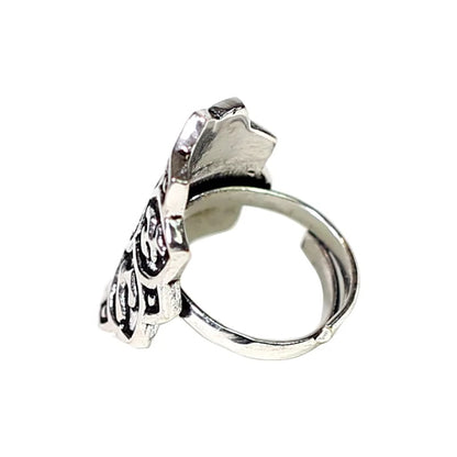 Anneau lotus laiton couleur argent de gros thumb