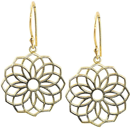 Boucles d'oreilles graines de la vie laiton couleur or