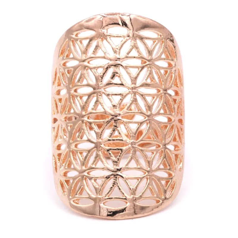 Ring Blume des Lebens Messing rosa goldfarbig kaufen