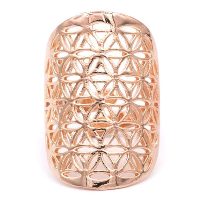 Ring Blume des Lebens Messing rosa goldfarbig kaufen thumb