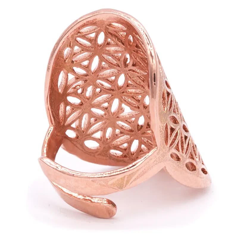 Ring bloem des levens messing koperkleur