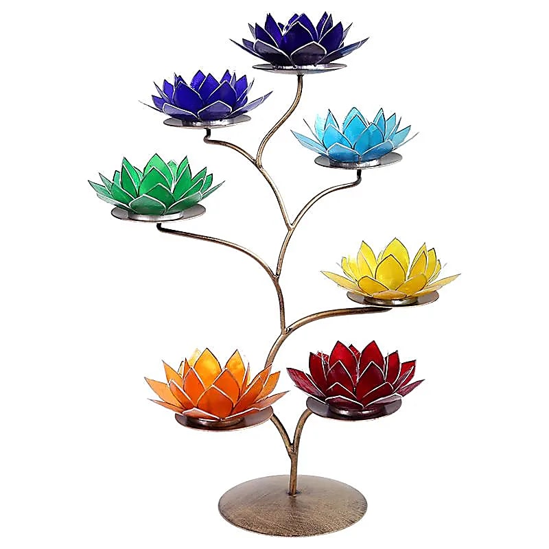 Chakra Lotus display metaal + 21 sfeerlichten