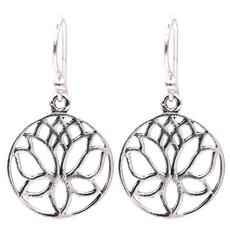 Earrings lotus brass silver colour