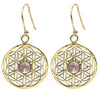 Boucles d'oreilles fleur de vie avec cristal de roche