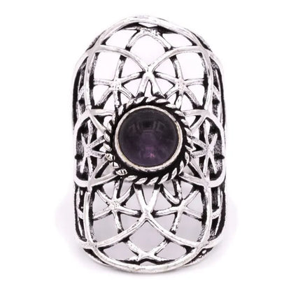 Acheter Bague graine de vie couleur argent améthyste thumb