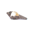Ritual shell with white metal Puja