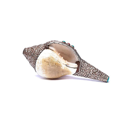 Ritual Muschelschale mit Metallverzierung - Puja großhandel thumb