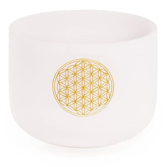 Crystal Singing Bowl F-tone Flower of Life + bag