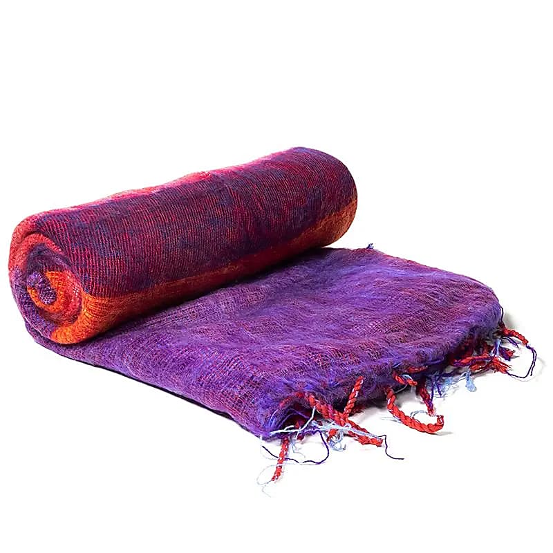Manta de meditación de rayas purpura